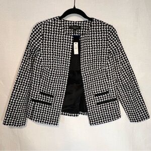 NWT Women’s 6P Talbots Textured Classic Black/White Houndstooth Blazer MSRP $179